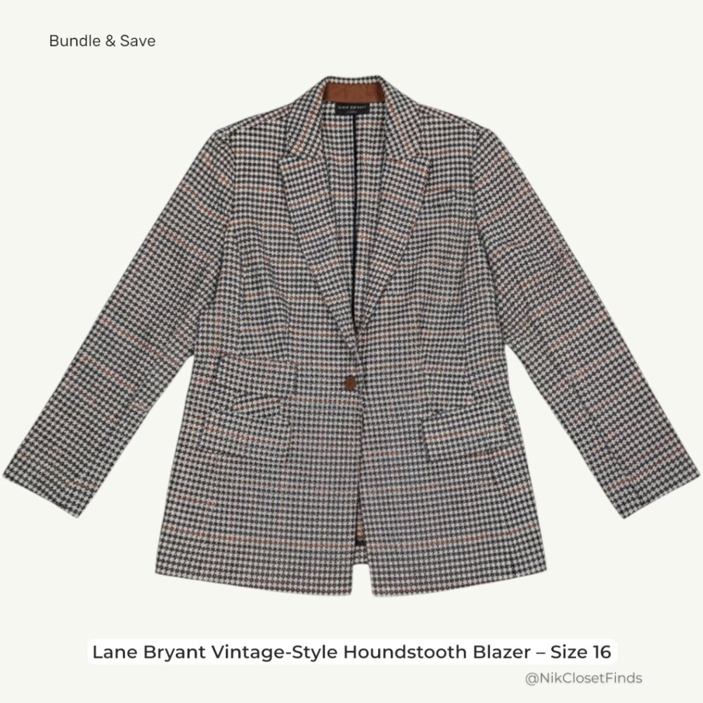 🧥 Lane Bryant Vintage-Style Houndstooth Blazer – Size 16
